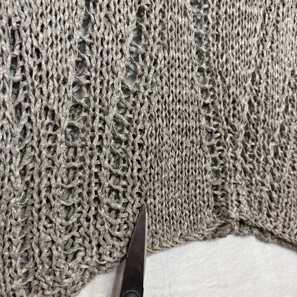 Eileen Fisher Medium Open Knit Beige Top Scoop Dolman Beach Neutral Vacation - Picture 4 of 9